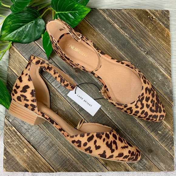 Lane Bryant Shoes - Lane Bryant Leopard Print AnkleStrap Flat 10W